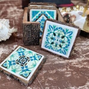 Moroccan Tile Art – Wooden Handcrafted Set of 6 Coasters
